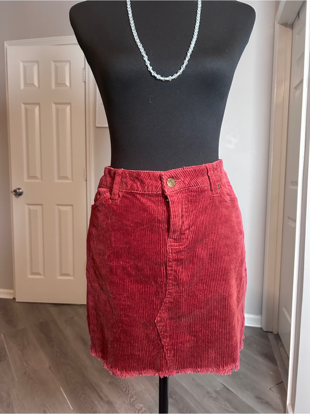 Blue Spice Berry Red Corduroy Mini Skirt Size 5 Y2K
